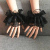 1 Pair Lolita Hand Sleeve Wrist Cuffs Ruffled Floral Black Lace Elastic Bracelet Elegant Women Girls Wrist Warmers Gloves Gift - Image 7
