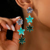A Pair of European and American Style Oil-Drip Alloy Multi-Layer Flower Pendant Design Women's Earrings, Niche, Fresh and Elegant Ear Accessories - Image 1
