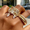 Tear Drop 7 Pcs Stacking Engagement Band Ring For Women Iced Out Micro Paved CZ Gold Color Stack Finger Jewelry - Image 1