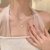 Double Layer Kpop Heart Pearl Choker Necklace for Women Clavicle Chain Elegant Charm Wedding Pendant Jewelry Gift - Image 2