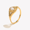 Thin Gold Plated Hollow Texture Natural Freshwater Pearl Rings For Women Stainless Steel Gold Ring - Image 1