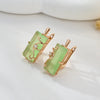 Fog Green Square Stone Drop Earrings For Women Rose Gold Color Daily Party Jewelry Accessories - Image 3