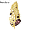 Rhinestone Leaf Brooches for Women Unisex Plant Pins 2-color Available Casual Party Accessories Gifts - Image 1