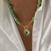 The Small Fresh Green Stone Beaded Necklace Copper Alloy Bigeville Eye Pendant Decoration Women Gilrs Birthday Gift - Image 6
