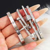 Stainless Steel CZ Bangle Bracelet for Women Silver Plated Clover Open Cuff Bangles No Fade Jewelry - Image 5