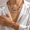 KunJoe 2pcs/set Vintage Natural Soft Clay Beads Bracelet Necklace for Men African Surf Tribal Jewelry Set - Image 2