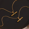 Green Crystal Color Rhinestone T Bar Pendant Square Pearl Chain Stainless Steel Gold Plated Necklace Christmas Jewelry - Image 5