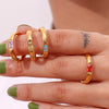 Gold Plated Shiny 12 Colors Birthstone Ring Stainless Steel Gold Plated Zircon Rings Zodiac ConstellationFor Women - Image 28