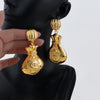 Dubai Gold Plated Jewelry Earrings Set Banquet Drop Women Lady Big Earrings for Girls Golden Hoop Earrings - Image 12