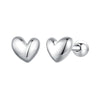 Silver Mini Heart Stud Earrings Platinum Plated Simple Glossy Earrings for Women Sweet Jewelry Gift - Image 8