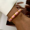 Sweet Pink Enamel Dropped Glaze Flower Texture Bracelet For Women Retro Leaf Star Floral Embossed Zircon Bangle Party Jewelry - Image 10