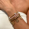 Retro Round Carved Pendant Bracelet Multi Layer Gold Color Star Round Bead Elastic Thread Woven Girls' Jewelry - Image 1