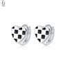 Silver Needle Black White Grid Hoop Earrings for Women Enamel Geometry Earrings Jewelry Gifts - Image 12