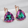 25 13mm Purple Triangular Stone Drop Earrings For Women Rose Gold Color Unique Big Zircon Jewelry Gifts - Image 5