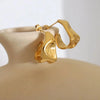Stainless Steel Gold Color Irregular Wave Shape Hoop Earrings for Women Jewelry Silver Geometric Textured Folded Over Studs - Image 5