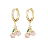 Fruit Charm Huggie Earrings with Colorful Stone Accents - Image 11