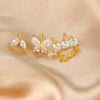 Three-Piece Stainless Steel Butterfly Chain Earring Set with Crystal Accents in Gold-Tone or Silver-Tone - Image 6