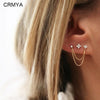 Crmya Initial Chain Stud Earrings for Women Piercing Zirconia Gold-plated Small Stud Earring Women Vacation Jewelry Accessories - Image 1