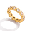 Stackable Water Drop Cubic Zirconia Ring in Gold-Tone Stainless Steel - Image 7
