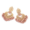 Boho Gold Color Heart Shape Carved Flower Dangle Earrings for Women Indian Jhumka Earrings Retro Pink Beads Tassel Jewelry - Image 15