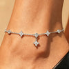 Silver Clover Design Ankle Bracelet for Women Dainty CZ Charm Chain Anklet Adjustable Lucky Flower Foot Jewelry - Image 1