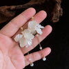 Temperament Eternal Flower White Petals Pearl Long Tassels Dangle Earrings for Women Bride Wedding Charm Jewelry Gifts - Image 6