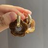 Colorful Flower Resin Acrylic Charms Earring Gold Color Circle Ear Buckle Hoop Earrings for Women Cute Gift Jewelry - Image 12