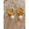 Classic Stainless Steel Simulated Pearls Geometric Hoop Earrings for All Occasions Chic Versatile Daily Golden Jewelry - Image 2
