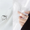 Creative Hollow Face Shaped Jewelry Silver Personality Delicate Asymmetric Opening Rings - Image 3