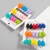 9Pair/Set Acrylic Small Chunky Waterdrop Earrings Dupes for Women Matte Colorful Dome Tear Drop Earring Hoops Jewelry - Image 5