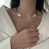French Style Baroque Imitation Pearl Torque Necklace Bangle Ring Set For Women Punk Gold Silver Color Clavicle Jewelry Set - Image 7