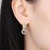 Panpoki Silver Double Ring Color Earring Hoop Earring Women Jewelry Anniversary Gift - Image 3
