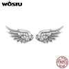 Silver Hip Hop Vintage Couples Creative Angel Wings Stud Earrings Women Punk CZ Studs Birthday Jewelry Gift - Image 1