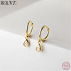 Silver Sweet Water Drop Zircon Huggies Pendant Earrings for Women Wedding Party Hoop Charm Jewelry - Image 9