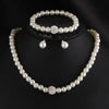 3 Pcs Imitation Pearl Fireball Necklace Bracelet Earring Stud Jewelry Set Silver Color Crystal Stone Elegant Bridal Jewelry Gift - Image 1