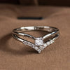 Pear-Cut Cubic Zirconia Ring with Pavé Band in Silver-Tone - Image 11