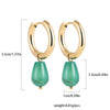 Vintage Transparent Green Stones Teardrop Dangle Earrings for Women Simple Stainless Steel Gold Plated Hoops Huggies - Image 6