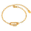 Zircon Oval Pendant Bracelet for Women,Gold Color Stainless Steel Small Square Chain Bracelets, Jewelry Gifts - Image 1