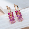 Pink And Red Gradient Stone Earrings For Women Rose Gold Color 28 10mm Zircon Jewelry Accessories - Image 3