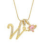 Letter Necklace for Women Pink Zircon Heart-shaped Pendant Suitable for Girls to Wear Personalized Gold-plated Jewelry - Image 32