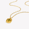 Oval Shape Green Zircon Necklace Stainless Steel Paperclip Chain Gold Plated Jewelry - Image 5