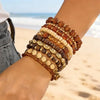 Handmade Black Glass Stone Bracelet Set For Women Bohemian Multilayer Stacked Rice Beaded Link Chain Bangle Jewelry - Image 12