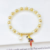Selling Pearl Chain Violin Round Heart-Shaped Venezuela Flag Stretch Bracelet: for Women Party Patriotic Jewelry Gift - Image 3