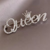 Queen Letter Inlaid Rhinestone Brooches for Women Simple Elegant Charm Casual Alloy Brooch Pins Dress Wedding Gifts - Image 5