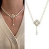 Pearl Flower Jewelry Set Women Sweet Elegant Pearl Necklace Earrings Ring Sweet Choker Wedding Jewelry - Image 2