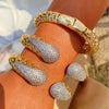 European and American -Selling Hollow Zirconia Inlaid Elastic Bracelet Ring Two-Tone Design Jewelry - Image 2