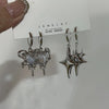 Simple Silver Color Star Earrings for Women Opal Stone Heart Hoop Earrings Punk Y2K Cute Daily Wear Jewelry Party Gifts - Image 1