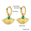Green White Color Crystal Zircon Hoop Earrings For Women Stainless Steel Heart Square Leaf Shape Pendant Earring Gifts - Image 22