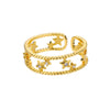 Zircon Double Star Rings For Women Gold Color Stainless Steel Opening Stars Finger Ring Wedding Party Aesthetic Jewelry Gift - Image 21