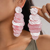 Bohemian Turquoise Color Round Acrylic Dangle Earrings Women Layered Long Tassel Sequins Drop Earrings Beach Vacation Jewelry - Image 5